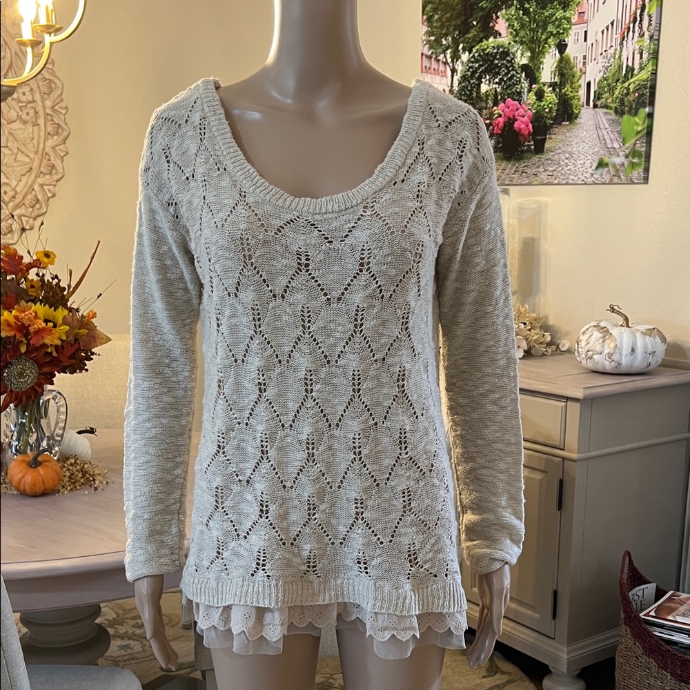 Cream Lace Knit Sweater